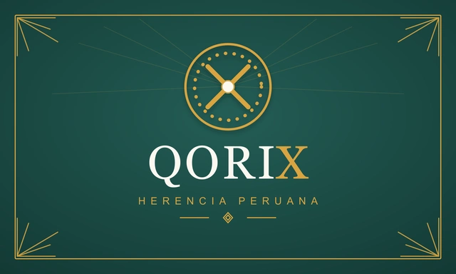 Frente verde y dorado de la tarjeta Qorix Herencia Peruana